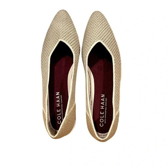 Cole Haan The Point Ballet Flats Tan Gold Size 8 NWOT - Picture 5 of 6